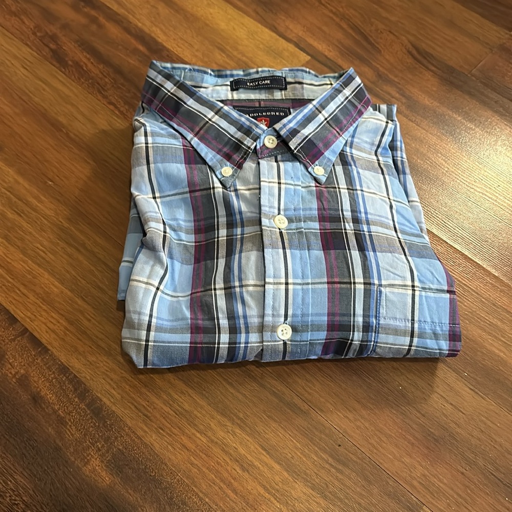 Saddlebred Blue White Purple Plaid Long Sleeve Button Down Mens Shirt XXL - Picture 13 of 13